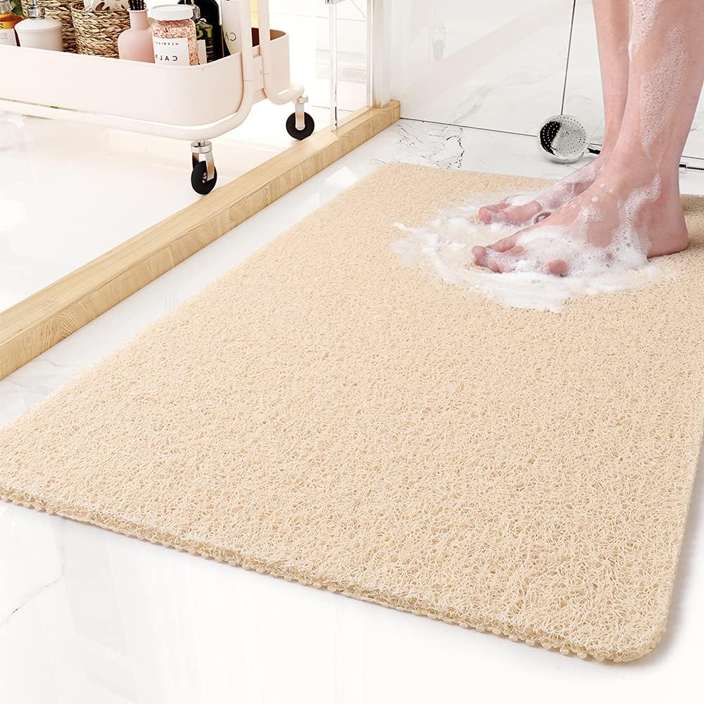 Tapis de bain antidérapant avec trous d’évacuation de l’eau, séchage rapide et résistant aux moisissures, tapis de sol de douche pour salle de bains | Sansoti