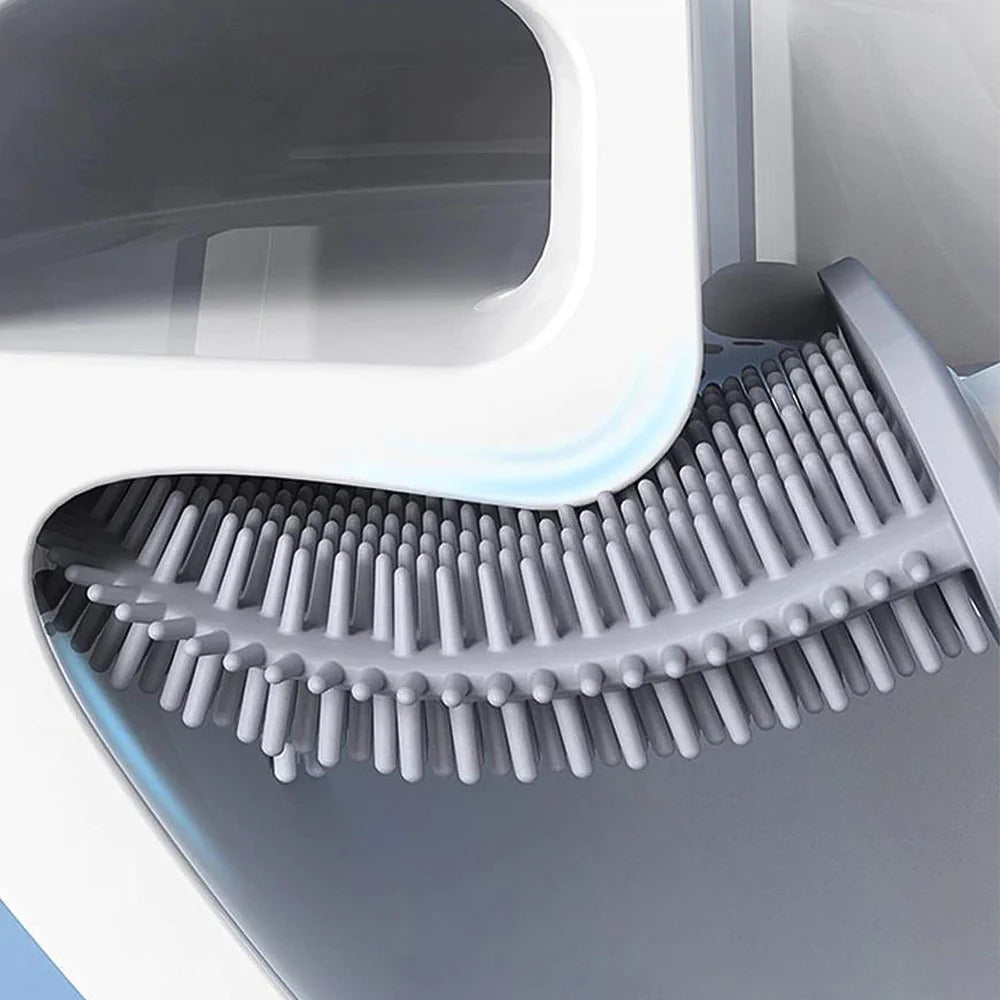 Brosse de toilette en silicone antibactérienne avec support mural, poils flexibles, hygiénique et peu encombrante | Sansoti