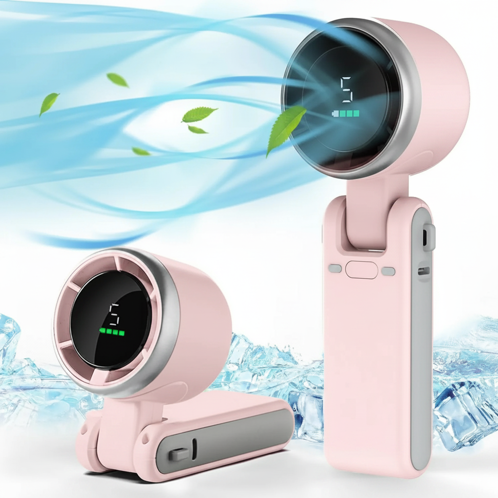 Draagbare Handheld Turboventilator 5 Snelheden Opvouwbaar Compact Reisventilator Oplaadbaar Batterij USB | Sansoti