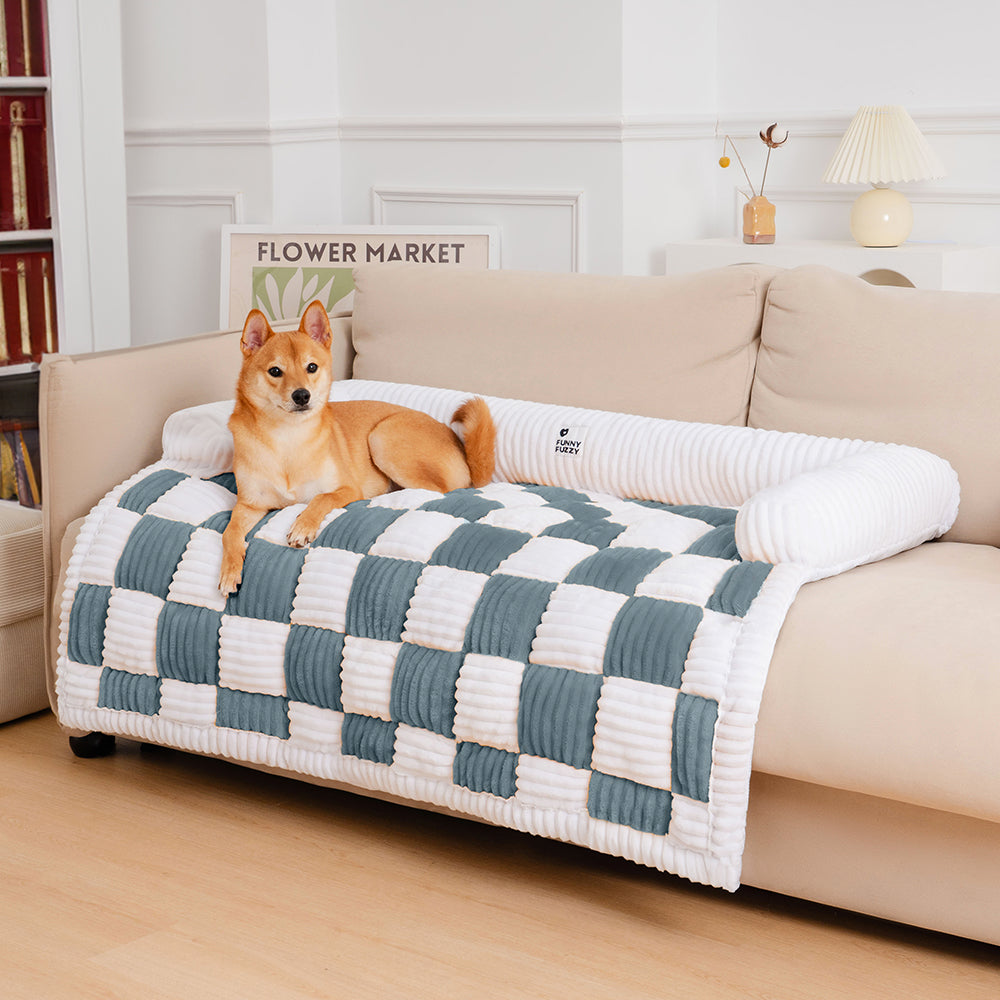 Geruit Hondenkussen Vierkant Beschermhoes Bank Meubels Huisdier 61×70 cm Crème Beige Bruin Koffie Grijs | Sansoti