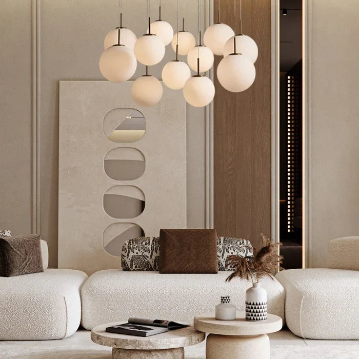 Moderne Lineaire Kroonluchter met Glazen Bollen LED-verlichting voor Eetkamer Woonkamer Eettafel Hangverlichting | Sansoti
