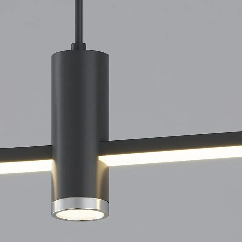 Linear Pendant Light Metal Adjustable Cord Dining Room Kitchen Island Spotlights Black Gold 90-120cm Modern Design | Sansoti