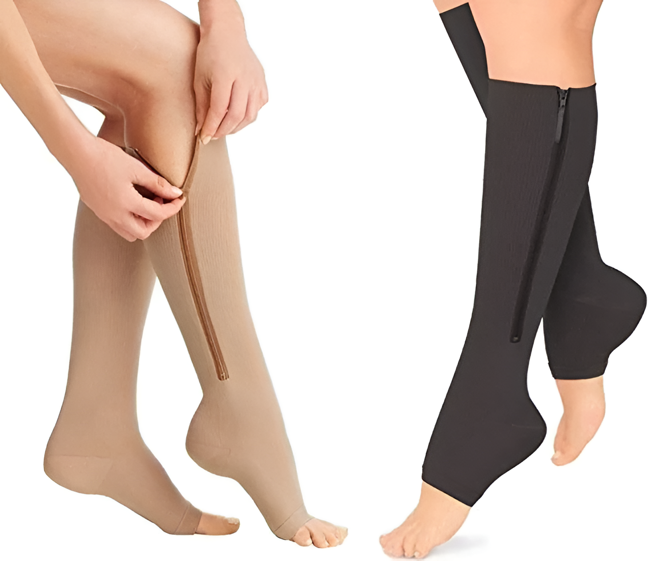 Compressiekousen met rits, 20-30 mmHg, open teen, therapeutische medische ondersteuning, beenkousen voor dames en heren | Sansoti
