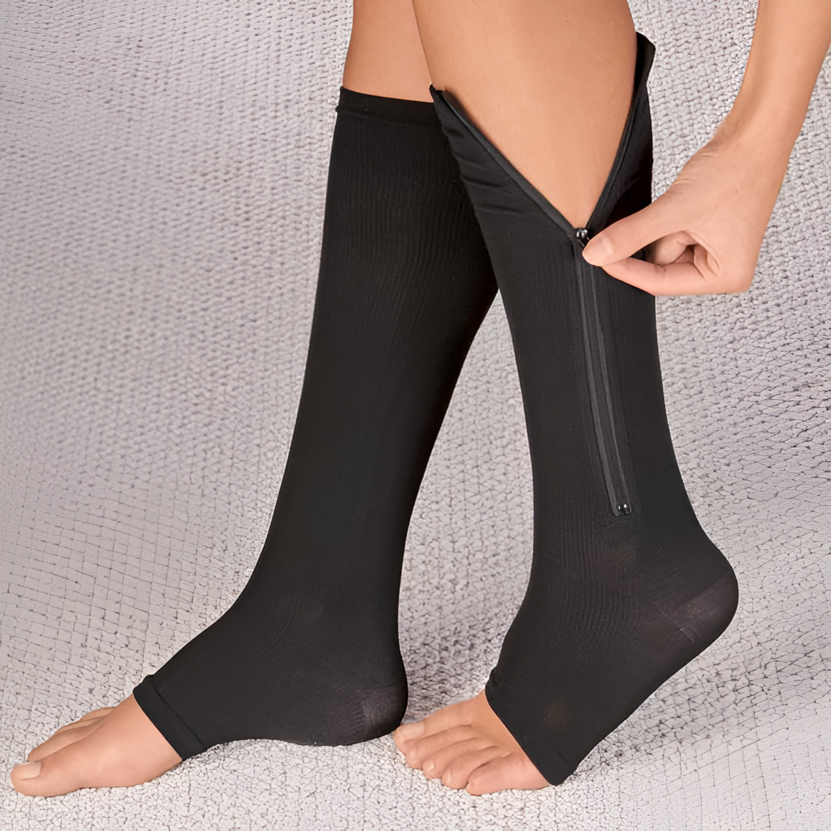 Compressiekousen met rits, 20-30 mmHg, open teen, therapeutische medische ondersteuning, beenkousen voor dames en heren | Sansoti