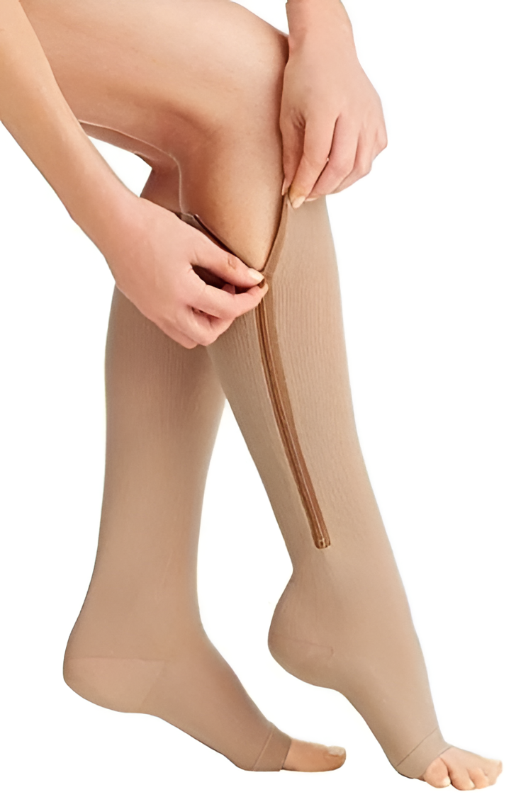 Compressiekousen met rits, 20-30 mmHg, open teen, therapeutische medische ondersteuning, beenkousen voor dames en heren | Sansoti