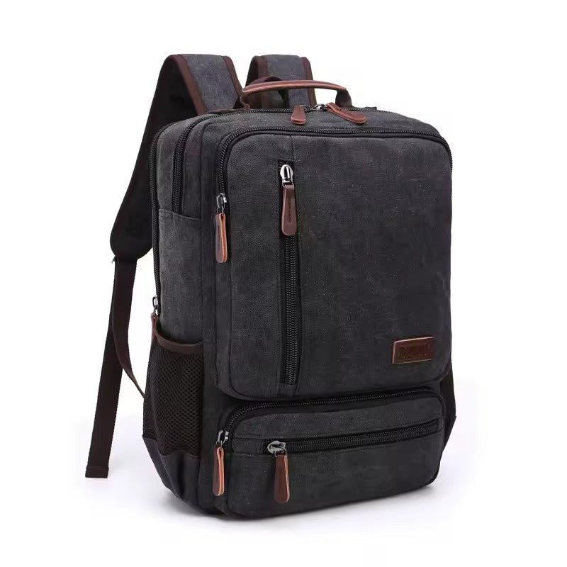 Vintage Canvas Backpack with Leather Details for Laptops up to 15 Inches Travel Bag School Bag Day Bag Casual Backpack | Sansoti