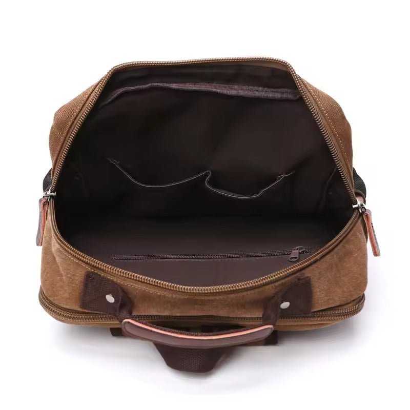 Vintage Canvas Backpack with Leather Details for Laptops up to 15 Inches Travel Bag School Bag Day Bag Casual Backpack | Sansoti