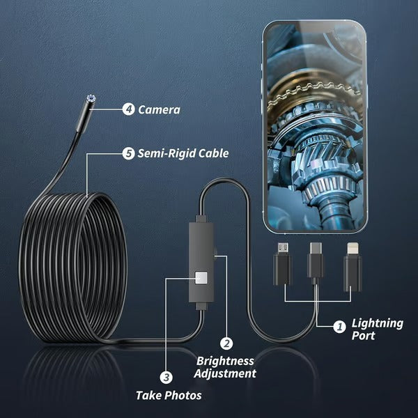 Inspektionskamera Handy 1080P HD 5 Meter Kabel LED Endoskop | Restfield