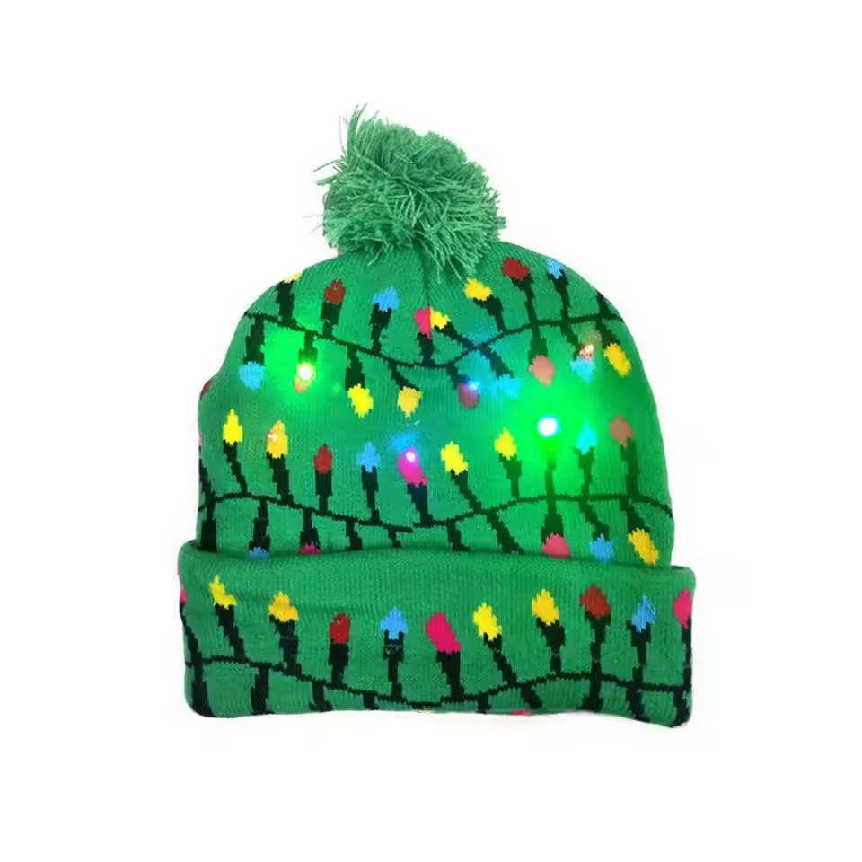 Illuminated Christmas Hat with LED Lights and Pom-Pom for Atmospheric Holidays, Winter Evenings, and Christmas Parties | Sansoti