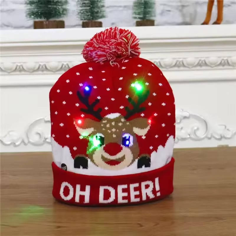 Illuminated Christmas Hat with LED Lights and Pom-Pom for Atmospheric Holidays, Winter Evenings, and Christmas Parties | Sansoti