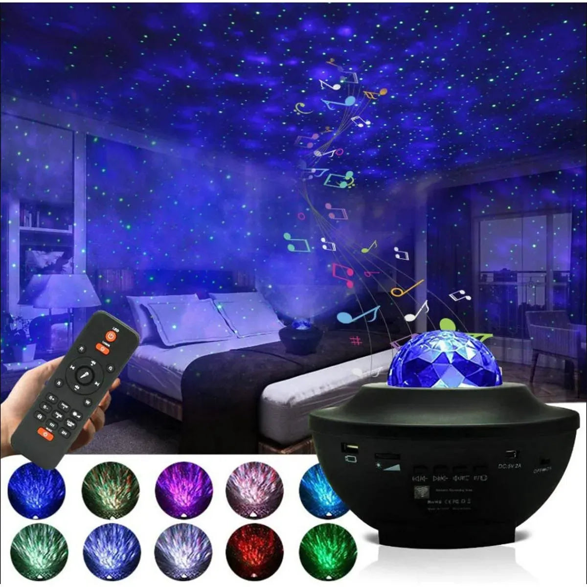 Sternenprojektor mit Bluetooth-Sound und App-Steuerung, Galaxy-Nachtlampe, LED-Stimmungsbeleuchtung, Schlafzimmer | Sansoti