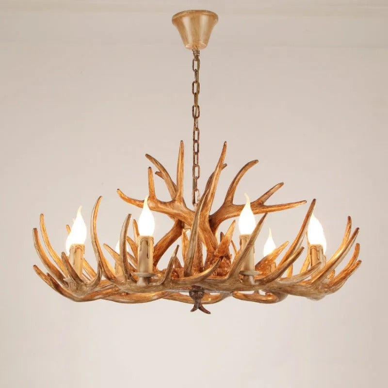 Resin Art Chandelier Metal Antler-Shaped Pendant Light for Living Room Dining Room Rustic Romantic Design | Sansoti