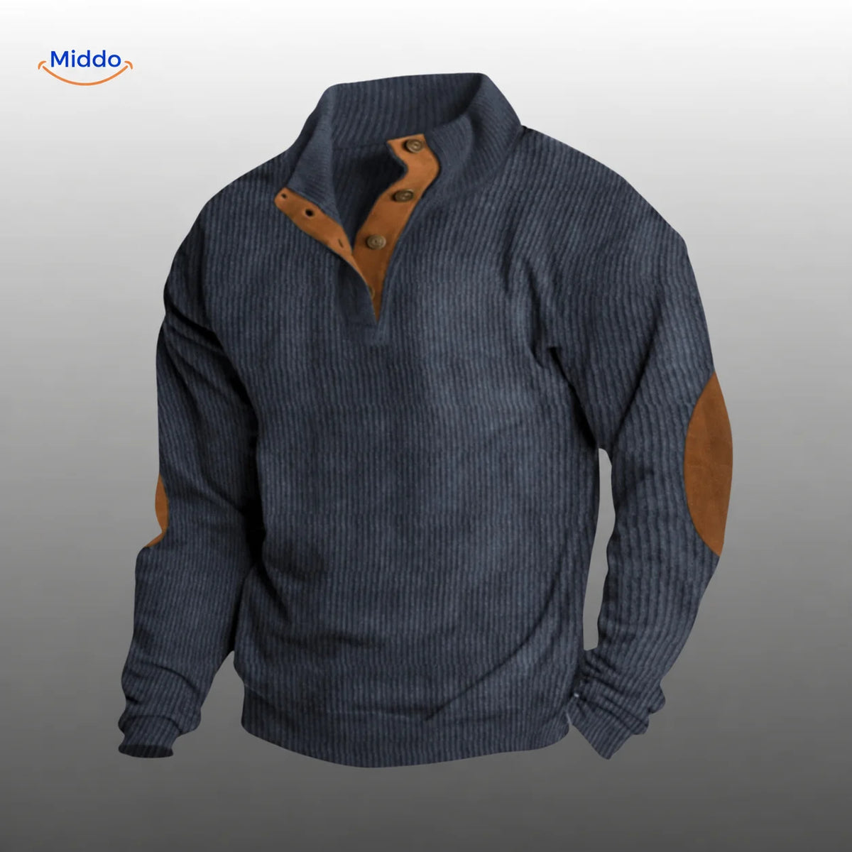 Pull côtelé avec détails marron, structure rayée, couche chaude unisexe pour l’automne et l’hiver, style décontracté | Sansoti