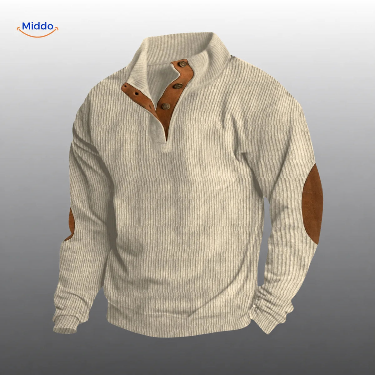 Pull côtelé avec détails marron, structure rayée, couche chaude unisexe pour l’automne et l’hiver, style décontracté | Sansoti