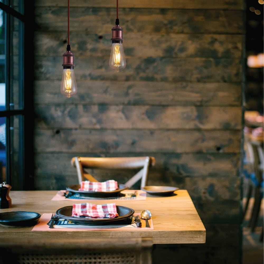 Suspension Vintage Industrielle Rétro E27 Antique Rouge Bronze Or Nickel Dimmable Réglable | Restfield