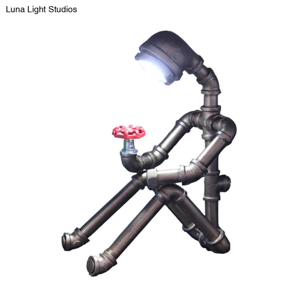 Industriële Tafellamp Waterleidingbuis Figuur Metaal LED Zilver Brons Nachtverlichting Slaapkamer Bureaulamp | Sansoti
