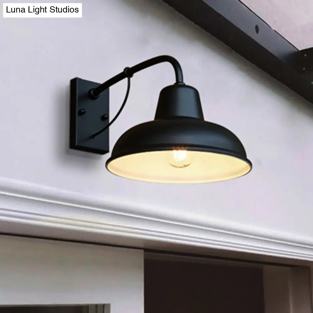 Industrial Outdoor Wall Lamp Black Metal Dome Design 1-Light E26 E27 Socket Wall Lighting Patio Garden | Sansoti