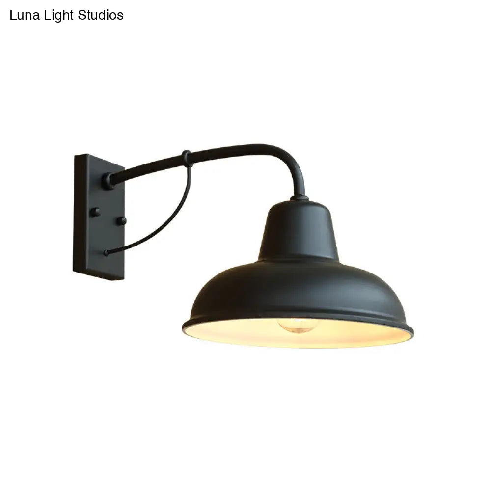 Industrial Outdoor Wall Lamp Black Metal Dome Design 1-Light E26 E27 Socket Wall Lighting Patio Garden | Sansoti