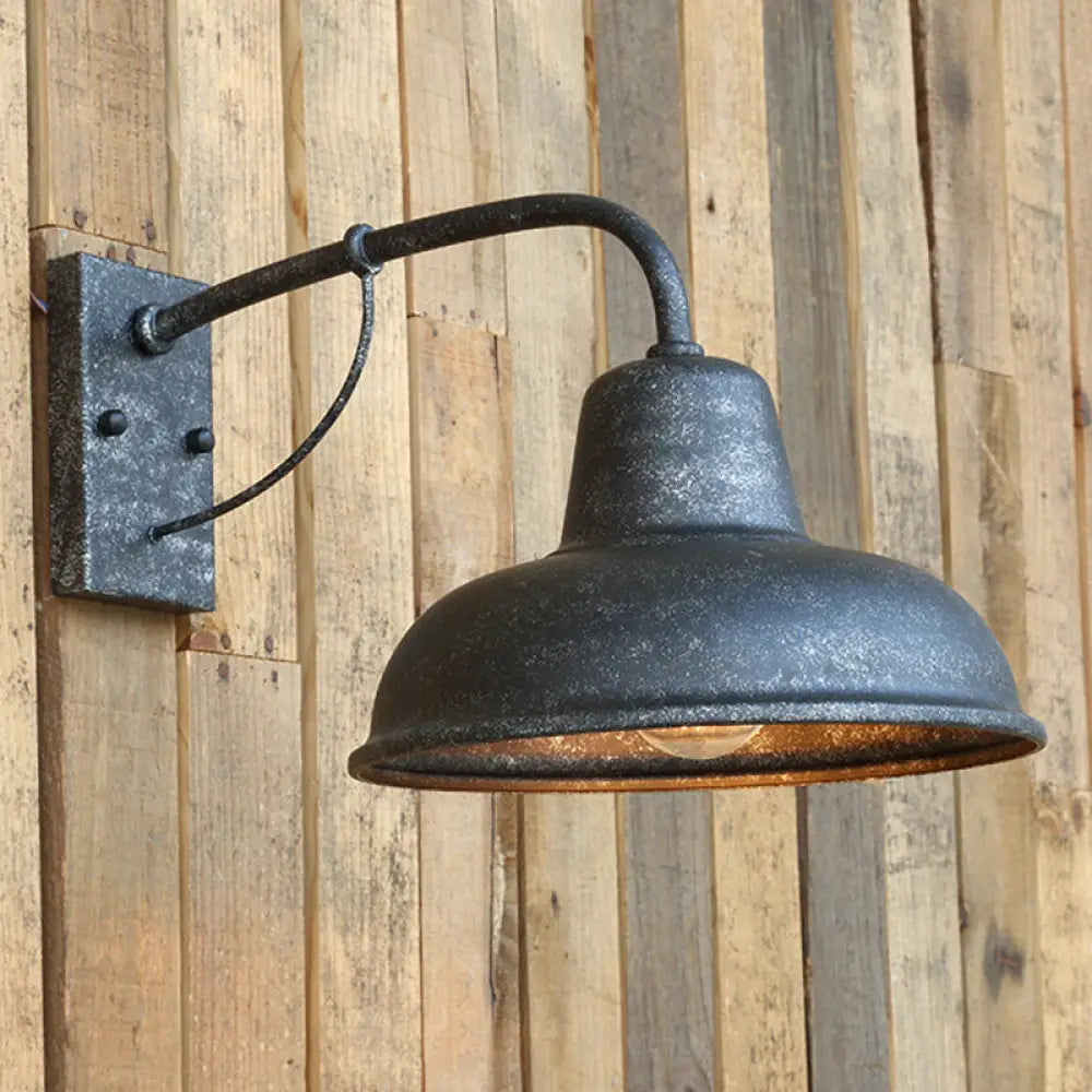 Industrial Outdoor Wall Lamp Black Metal Dome Design 1-Light E26 E27 Socket Wall Lighting Patio Garden | Sansoti