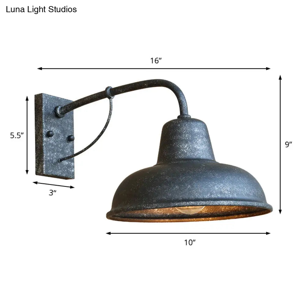 Industrial Outdoor Wall Lamp Black Metal Dome Design 1-Light E26 E27 Socket Wall Lighting Patio Garden | Sansoti