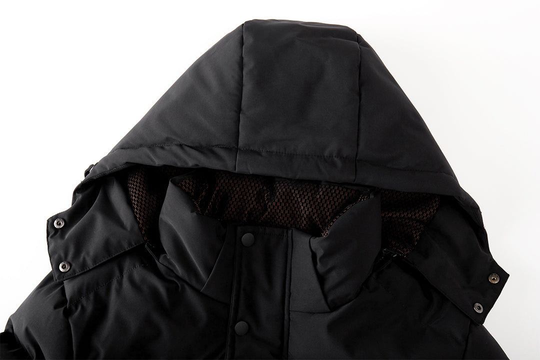 Parka d'hiver matelassée pour hommes, déperlante, capuche amovible, bleu duvet et noire, veste d'hiver chaude pour l'extérieur | Sansoti