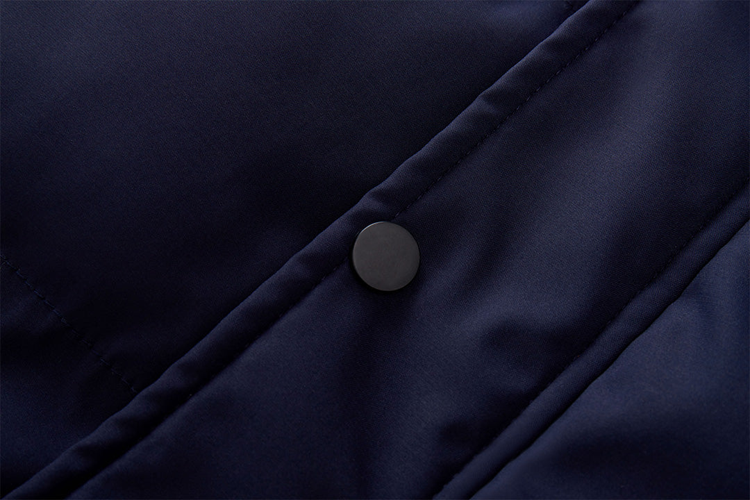 Parka d'hiver matelassée pour hommes, déperlante, capuche amovible, bleu duvet et noire, veste d'hiver chaude pour l'extérieur | Sansoti