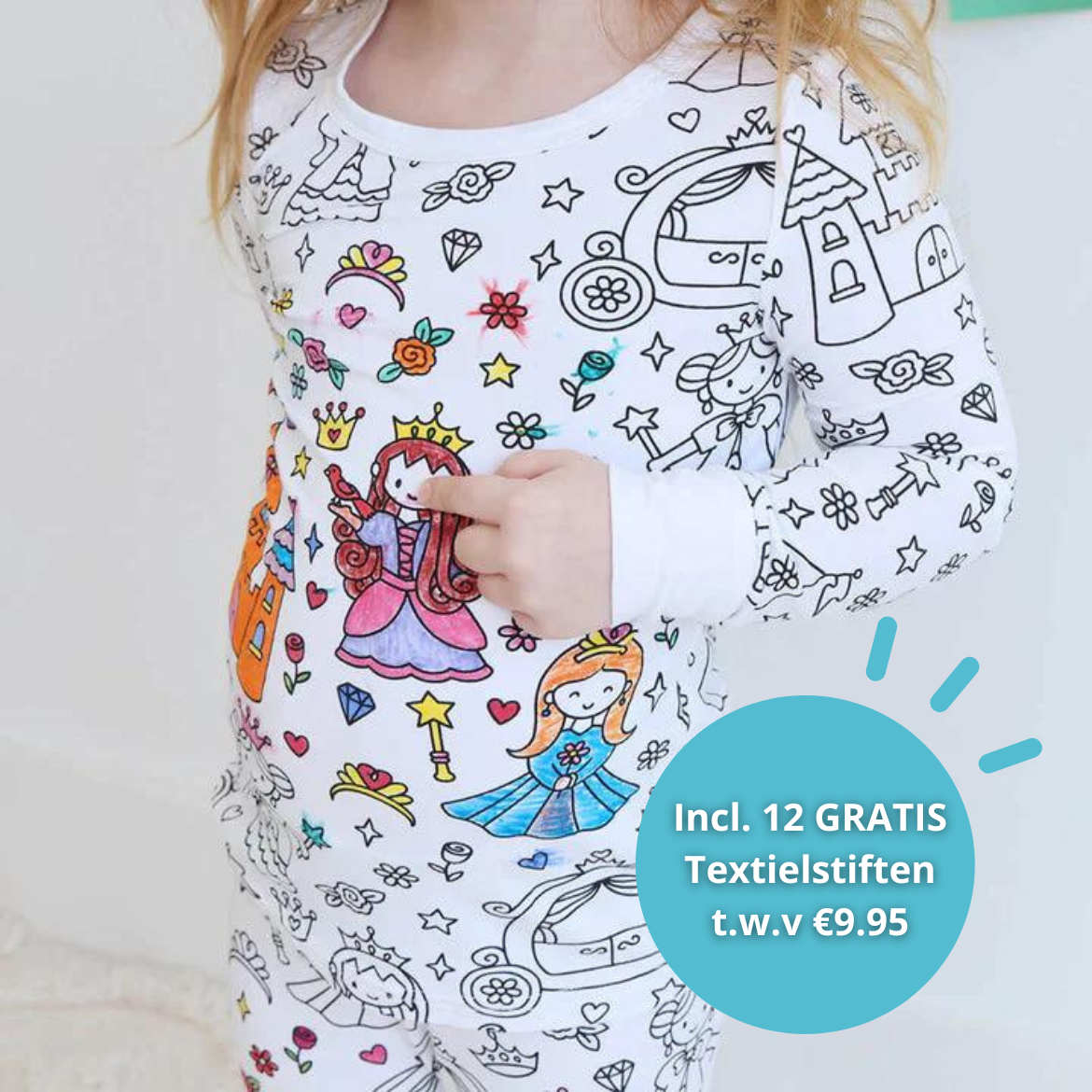 Ausmalbarer Kinderpyjama mit Textilstiften – Kreativ schlafen und zeichnen für Kleinkinder und Schulkinder | Sansoti