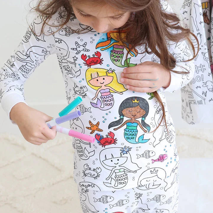 Ausmalbarer Kinderpyjama mit Textilstiften – Kreativ schlafen und zeichnen für Kleinkinder und Schulkinder | Sansoti