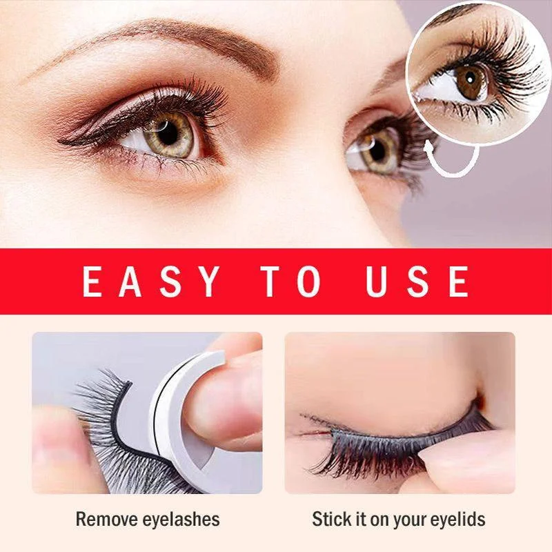 Faux cils autocollants réutilisables sans colle, fibres synthétiques, aspect naturel, accessoire de maquillage | Sansoti