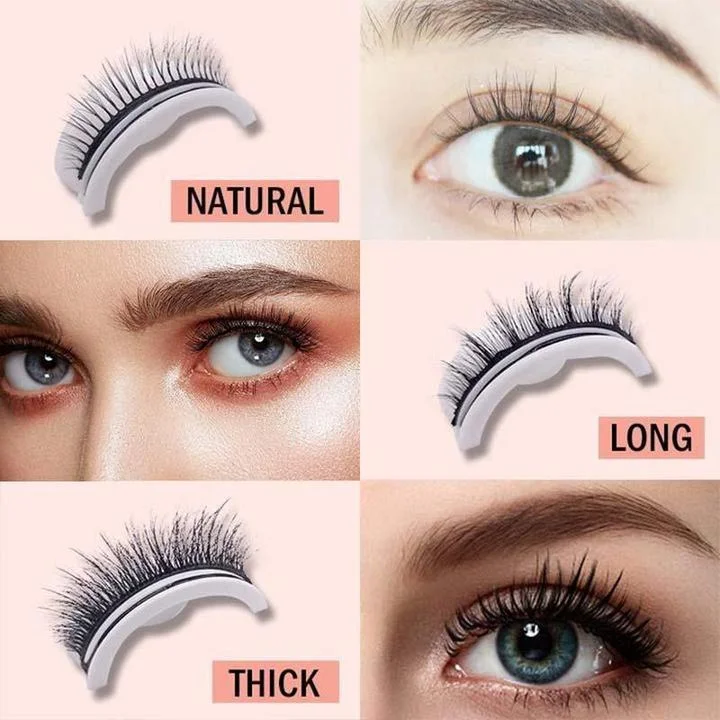 Faux cils autocollants réutilisables sans colle, fibres synthétiques, aspect naturel, accessoire de maquillage | Sansoti
