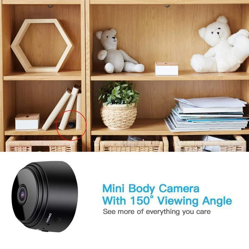 Compacte WiFi Beveiligingscamera 1080p Magnetisch Nachtzicht 150° Kijkhoek App Bediening Binnen Buiten | Sansoti