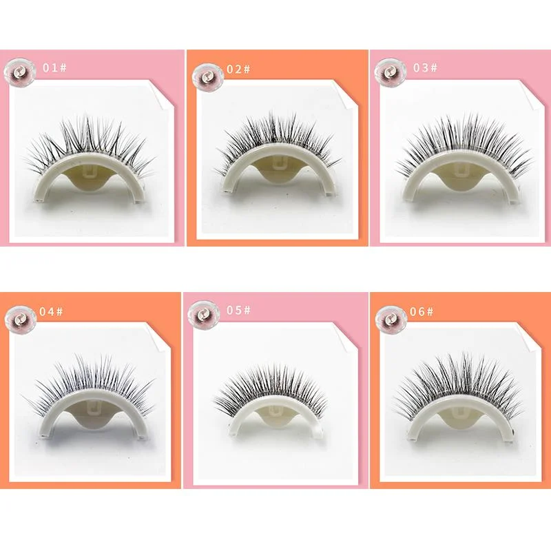 Faux cils autocollants réutilisables sans colle, fibres synthétiques, aspect naturel, accessoire de maquillage | Sansoti