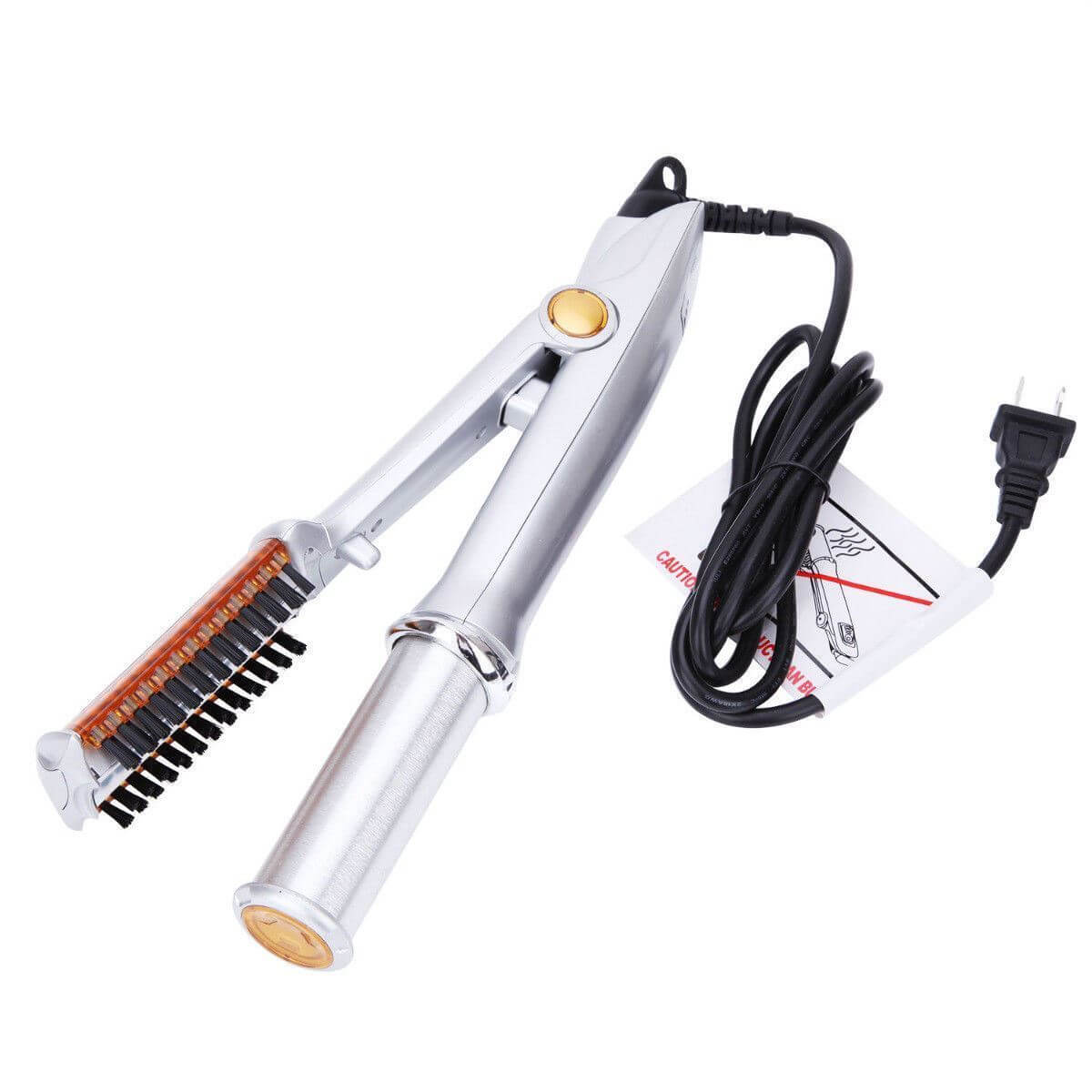 2-in-1 Haarstyler met Roterende Borstel en Keramische Plaat voor Krullen en Stijl Haar | Sansoti
