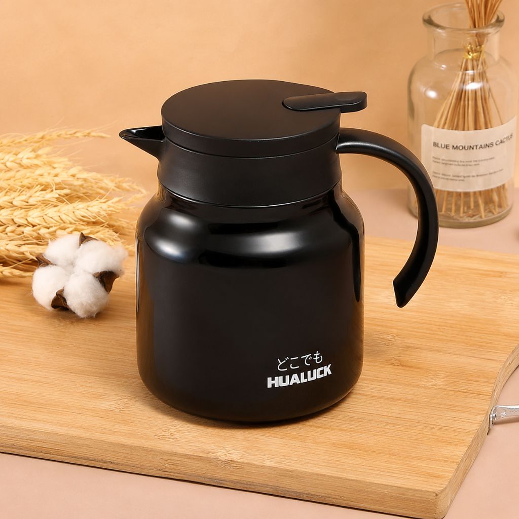 Dzbanek termiczny z sitkiem do herbaty 800 ml, podwójne ścianki, stal nierdzewna, ceramika, dzbanek utrzymujący ciepło, dzbanek do herbaty, dzbanek do kawy, czajnik, termos | Sansoti