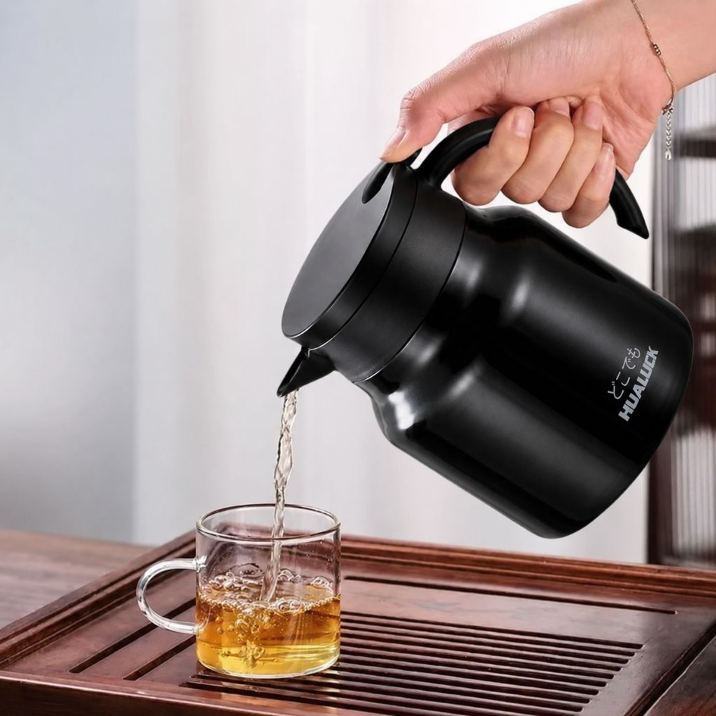 Dzbanek termiczny z sitkiem do herbaty 800 ml, podwójne ścianki, stal nierdzewna, ceramika, dzbanek utrzymujący ciepło, dzbanek do herbaty, dzbanek do kawy, czajnik, termos | Sansoti