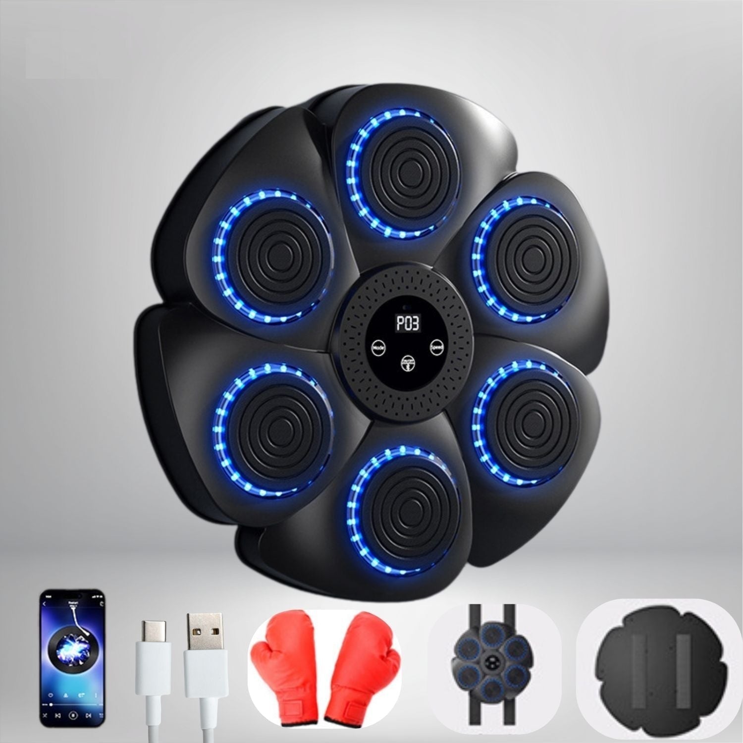 Interactieve Slimme Boksmachine met Bluetooth Muziek voor Thuis Cardio Kracht Reflexen Training Fitness | Sansoti
