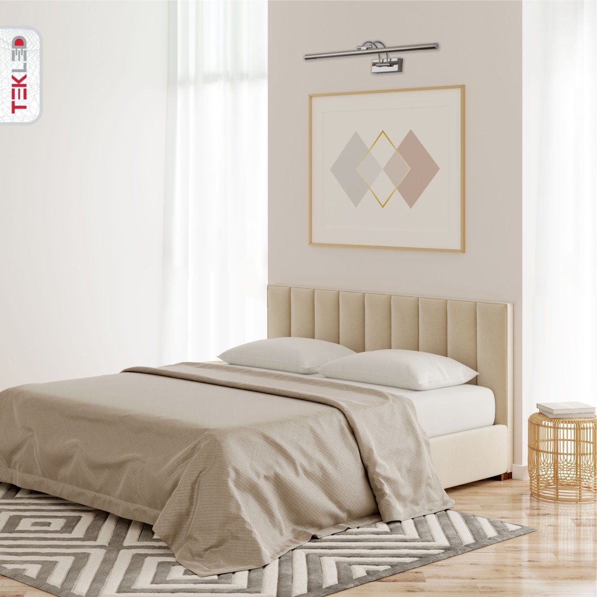Spiegelleuchte LED Warmweiß 3000K 8W 64cm Gold Nickel Messing Chrom Bilderlampe Wandleuchte