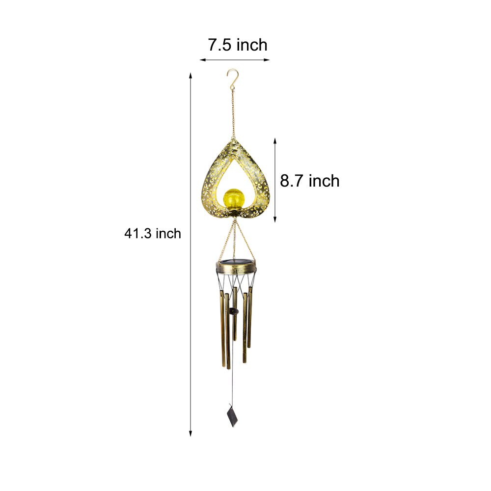 Solar Hartvormige Windgong Met LED Tuinverlichting En IP65 | Sansoti