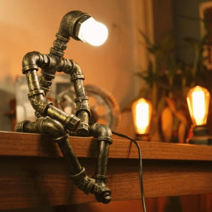 Industriële Robot Tafellamp van Messing Verstelbaar met Dimbaar Licht Retro Steampunk Verlichting Sfeerlamp Vintage Design | Sansoti