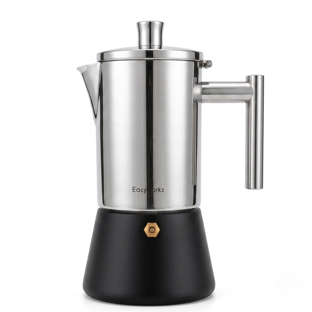 Espressokocher aus Edelstahl 200 ml–500 ml für Induktion, Gas und Elektroherd, Mokkakanne, italienischer Kaffeebereiter | Sansoti