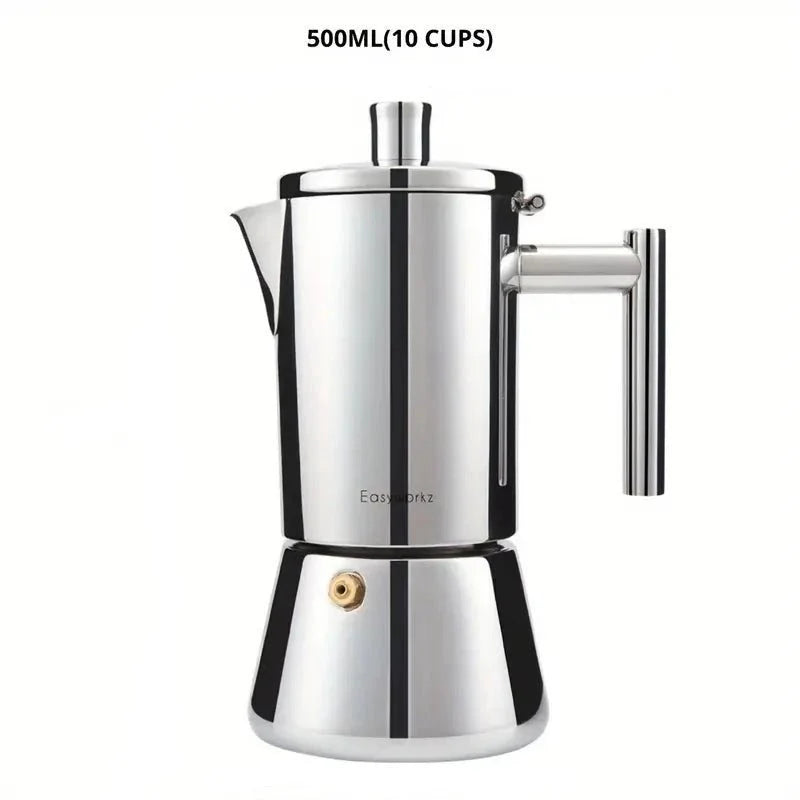 Espressokocher aus Edelstahl 200 ml–500 ml für Induktion, Gas und Elektroherd, Mokkakanne, italienischer Kaffeebereiter | Sansoti