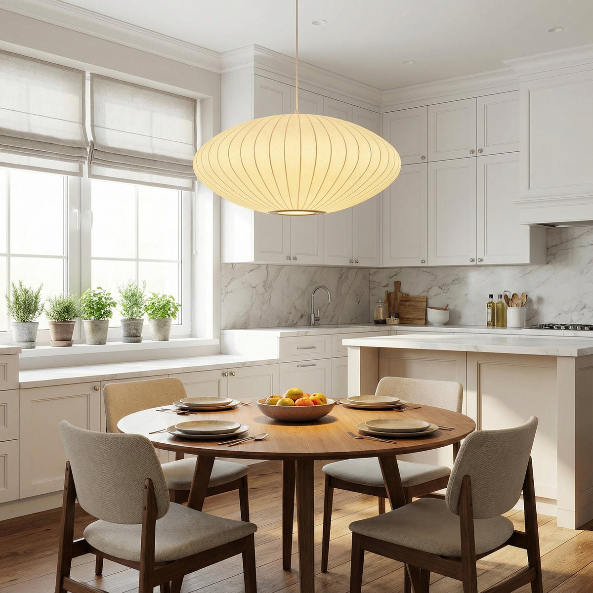 Silk Pendant Light Ø30-70cm Sculpture Dining Room Ambient Lighting Adjustable Modern Interior Design Dimmable LED | Sansoti