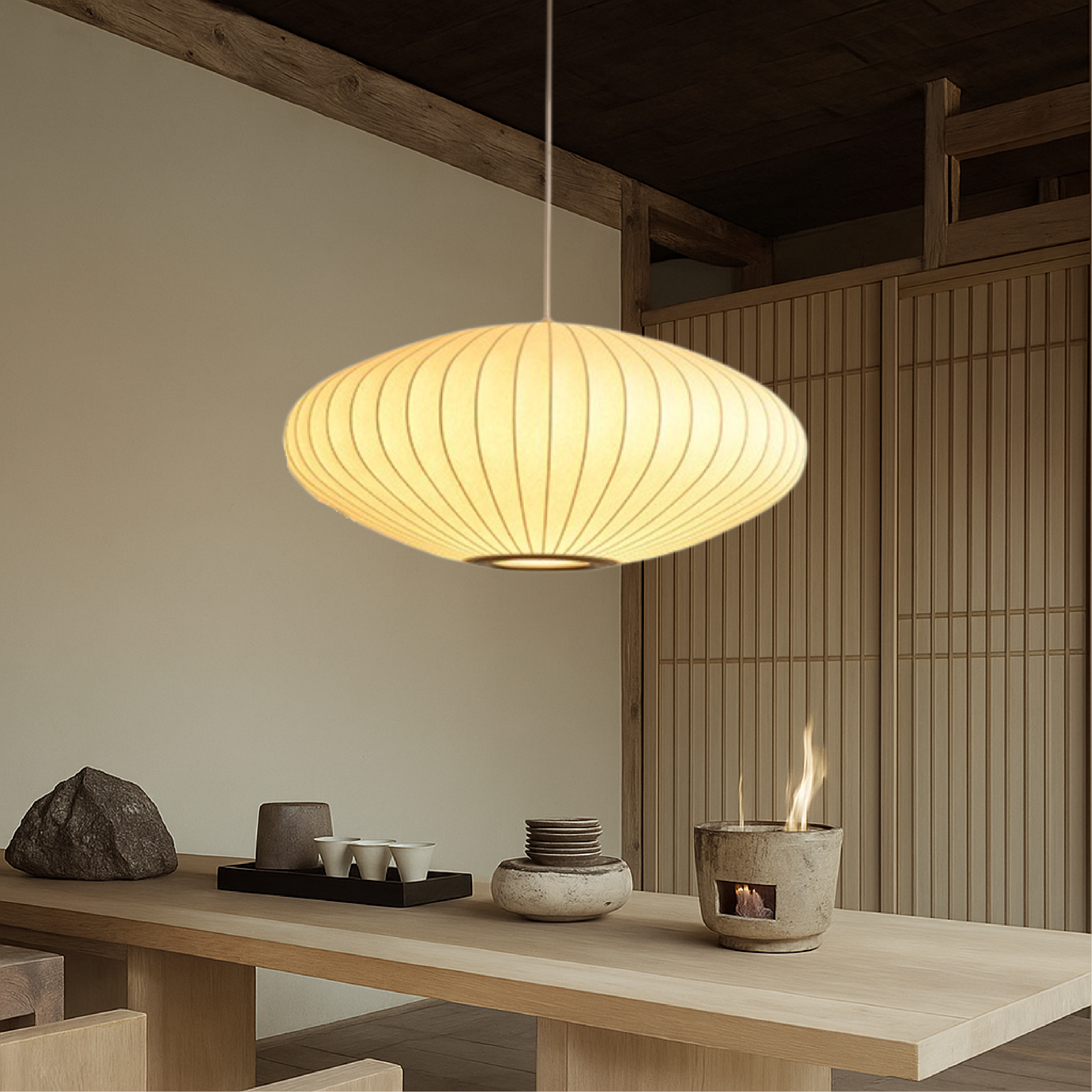 Silk Pendant Light Ø30-70cm Sculpture Dining Room Ambient Lighting Adjustable Modern Interior Design Dimmable LED | Sansoti