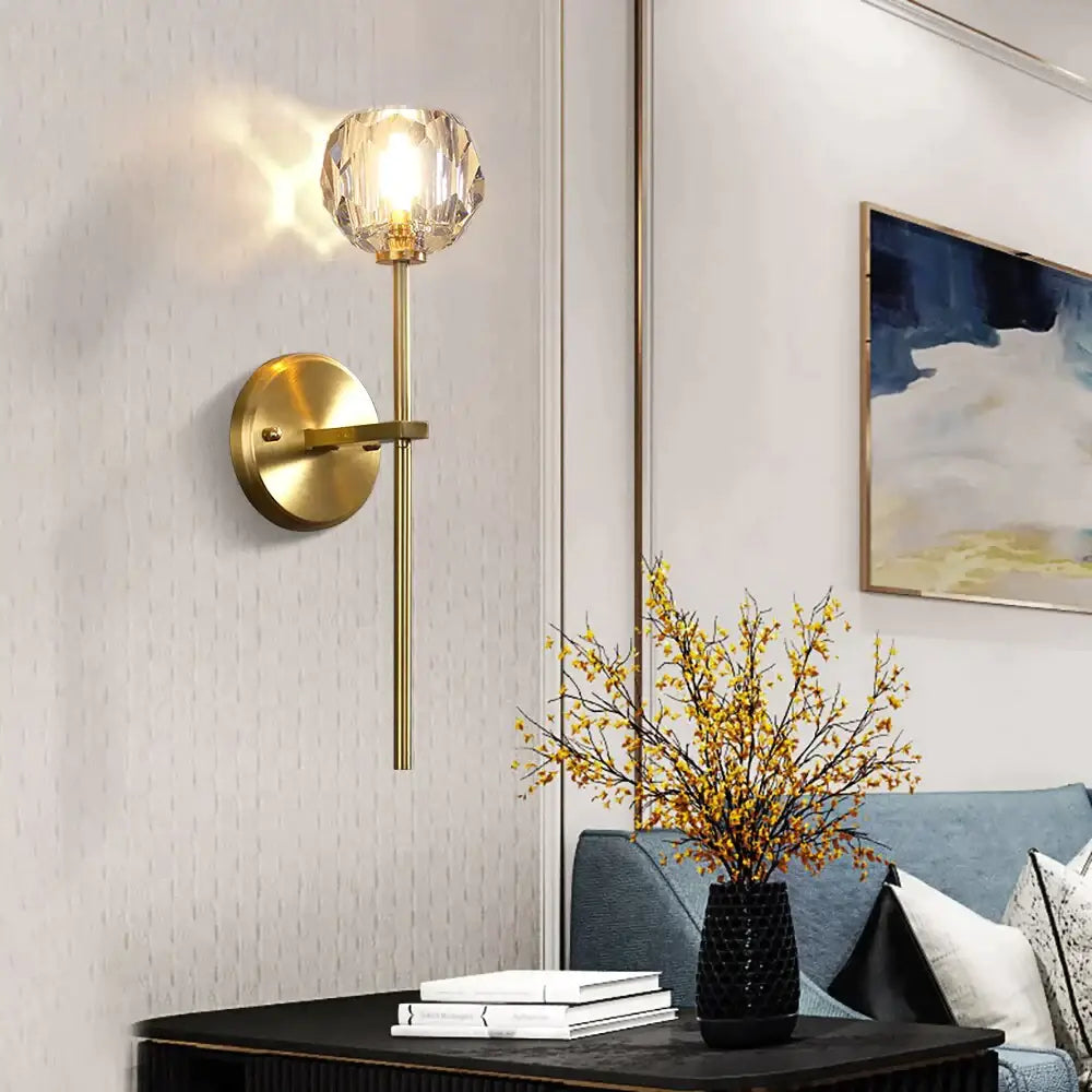 Kristallen Wandlamp Koper Warm Wit Licht Moderne Verlichting Woonkamer Slaapkamer Hal Decoratief Sfeervol | Sansoti