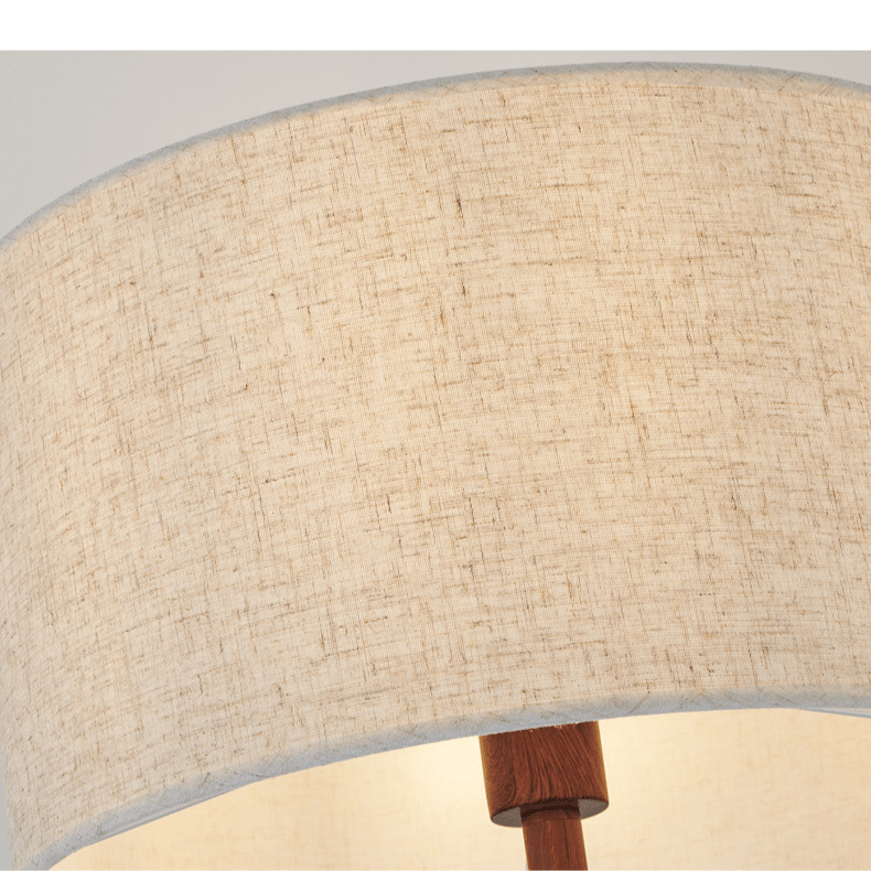 Stehleuchte Holz Kugeln Japandi Leinen Schirm 170cm Wohnzimmer | Restfield