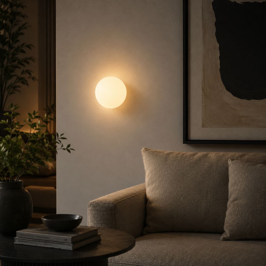 Kinkiet kula z matowego szkła, G9 LED, biały, 12–18 cm, unoszący się design, nowoczesne oświetlenie do przedpokoju, łazienki, sypialni i salonu | Sansoti
