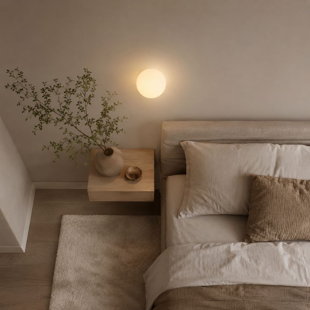 Kinkiet kula z matowego szkła, G9 LED, biały, 12–18 cm, unoszący się design, nowoczesne oświetlenie do przedpokoju, łazienki, sypialni i salonu | Sansoti