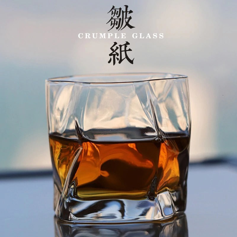 Gegolfd Whiskyglas 300ml Hittebestendig Glas Golvend Design Handgemaakt Drinkglas voor Whisky Cocktails Spiritualiën Japanse Stijl | Sansoti