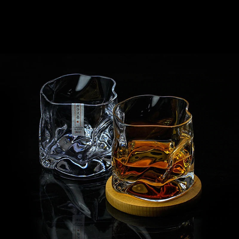 Gegolfd Whiskyglas 300ml Hittebestendig Glas Golvend Design Handgemaakt Drinkglas voor Whisky Cocktails Spiritualiën Japanse Stijl | Sansoti