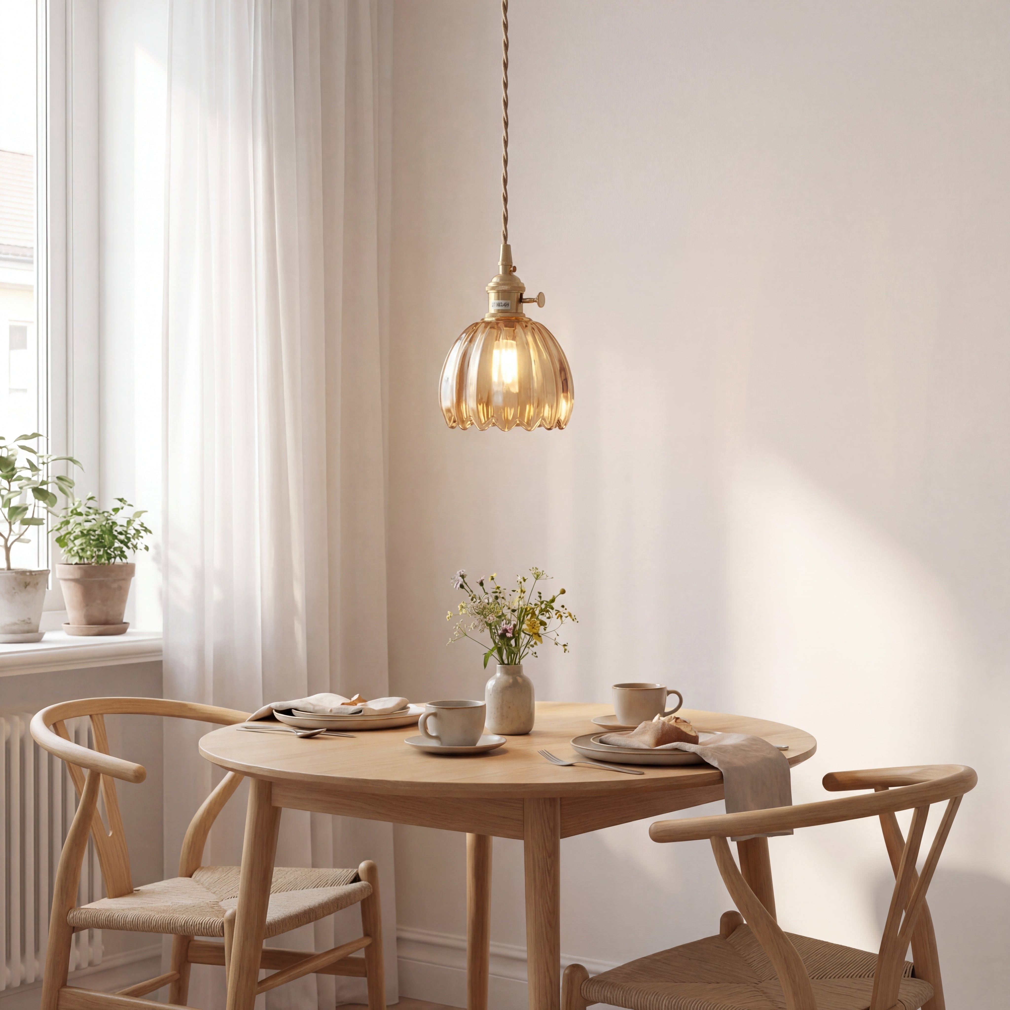Szklana lampa wisząca E27 Połączenie szkła i metalu Skandynawski design Jadalnia Salon Lampa do jadalni Minimalizm | Sansoti